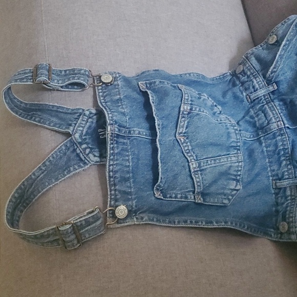 GAP Overalls Shorts Girls Size Xxl Unisex Youth Frayed-hem Blue Jean Shorts - Picture 3 of 9